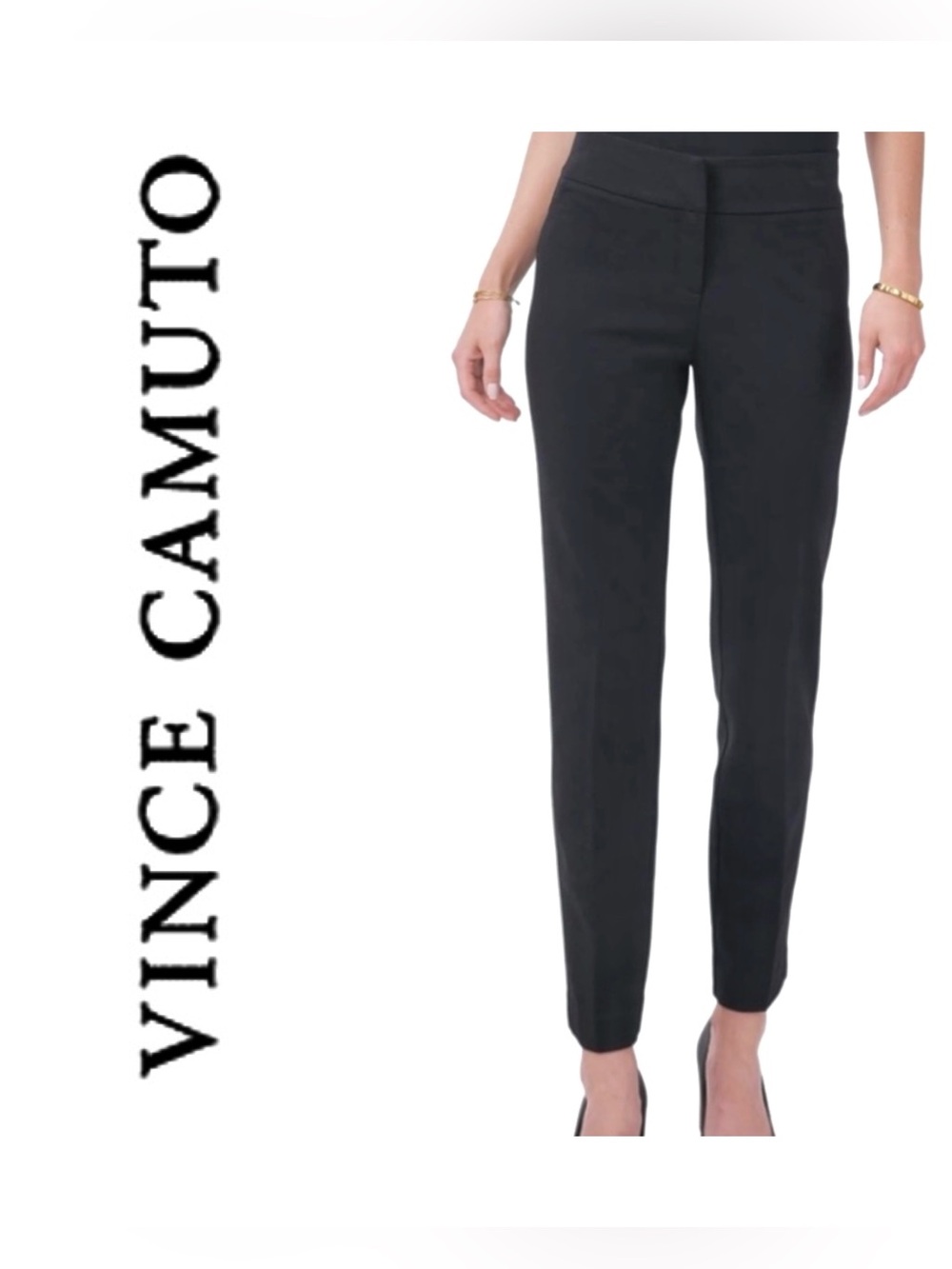 Vince Camuto Black Cropped Slim Ankle Pants